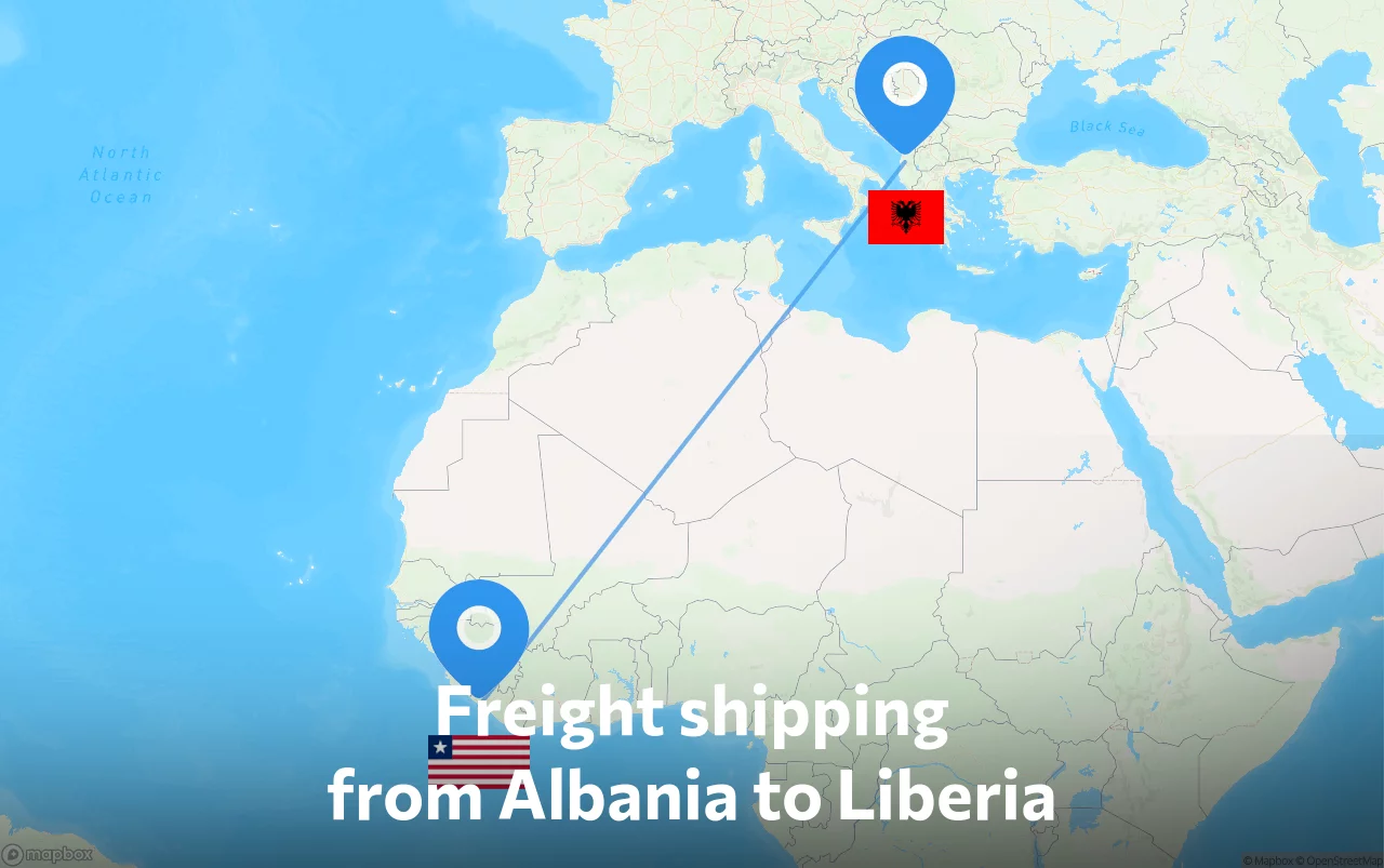 Shipping route from Albania to Liberia