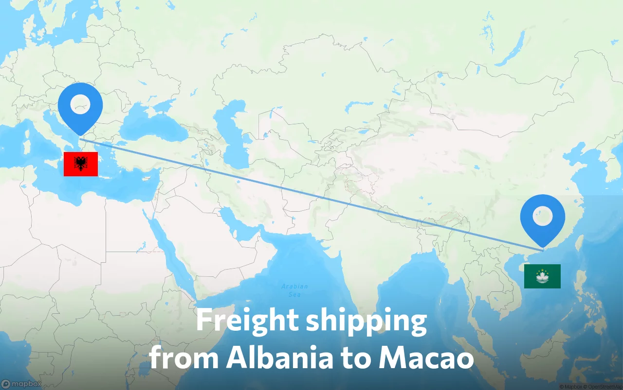 Shipping route from Albania to Macao