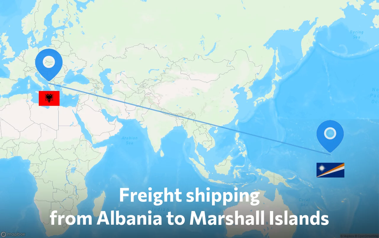 Shipping route from Albania to Marshall Islands