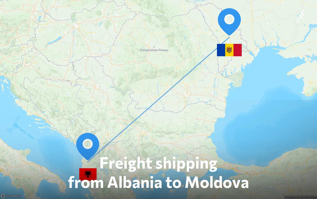 Shipping route from Albania to Moldova