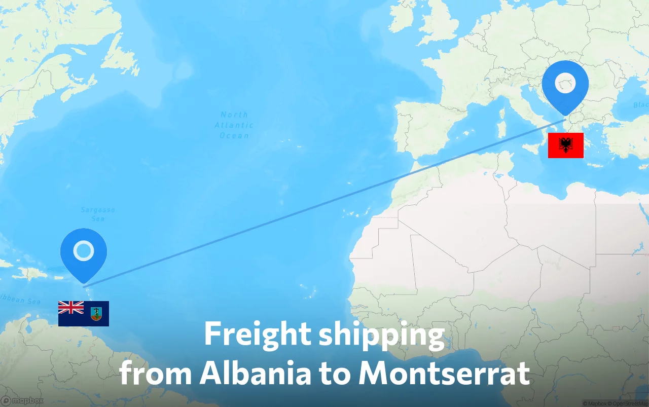 Shipping route from Albania to Montserrat