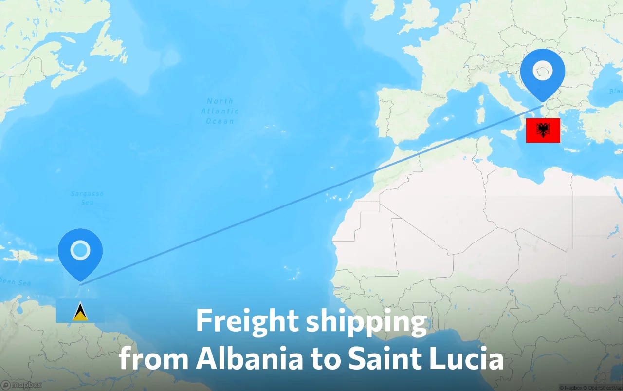 Shipping route from Albania to Saint Lucia