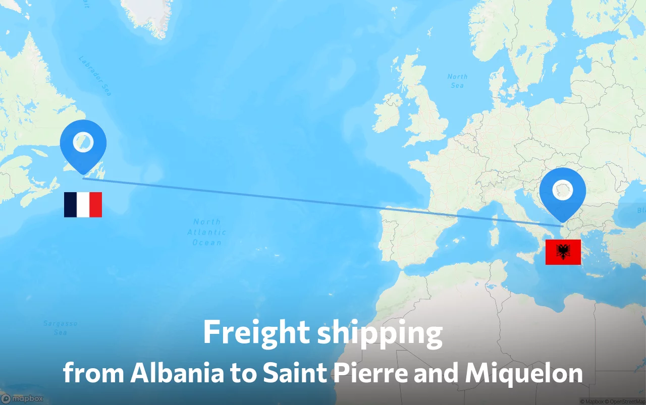 Shipping route from Albania to Saint Pierre and Miquelon