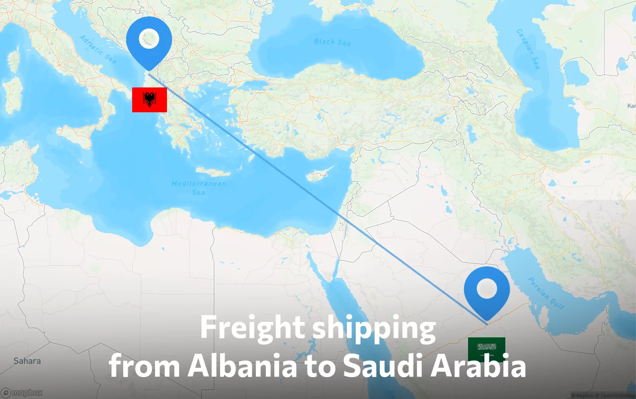 Shipping route from Albania to Saudi Arabia