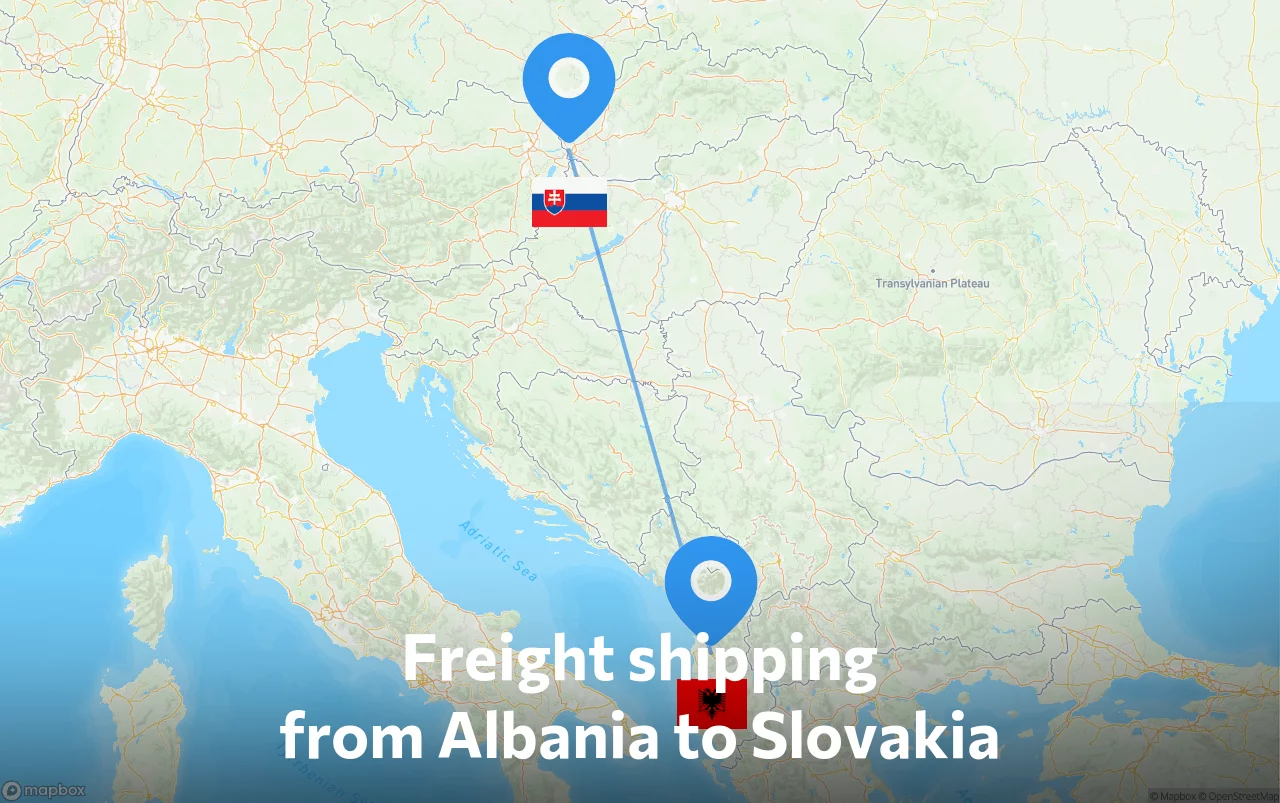 Shipping route from Albania to Slovakia