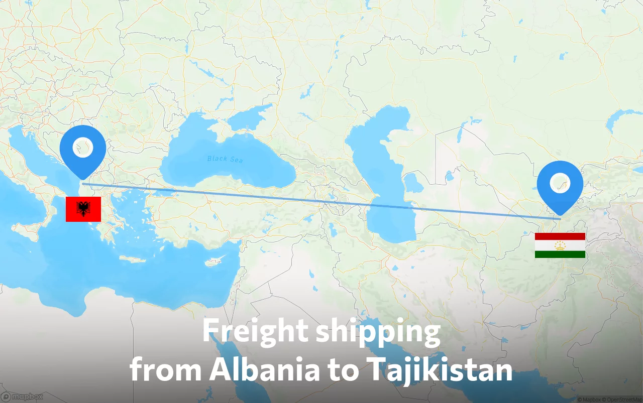 Shipping route from Albania to Tajikistan