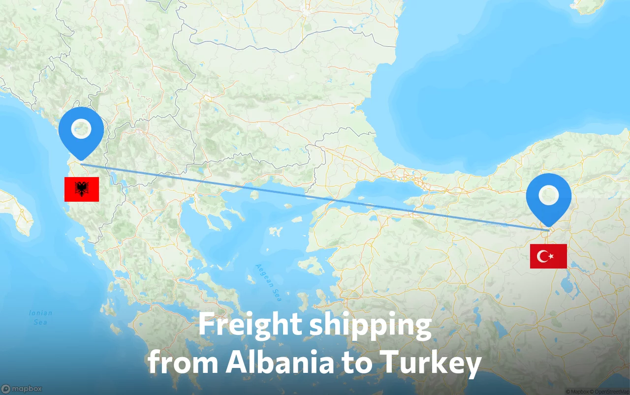 Shipping route from Albania to Turkey