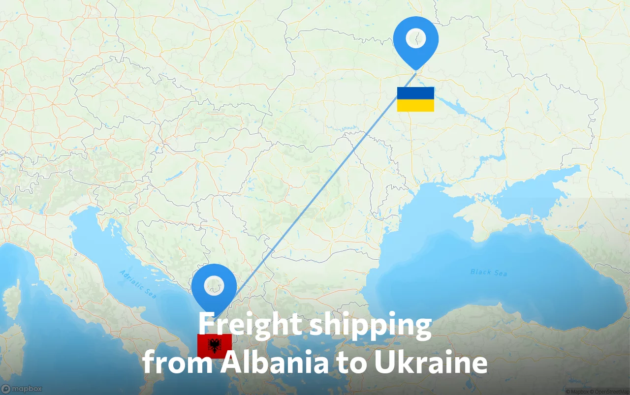 Shipping route from Albania to Ukraine