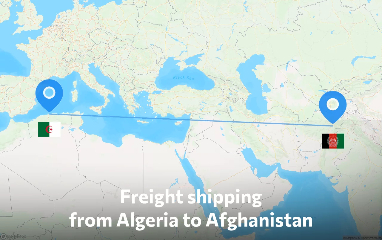 Shipping route from Algeria to Afghanistan