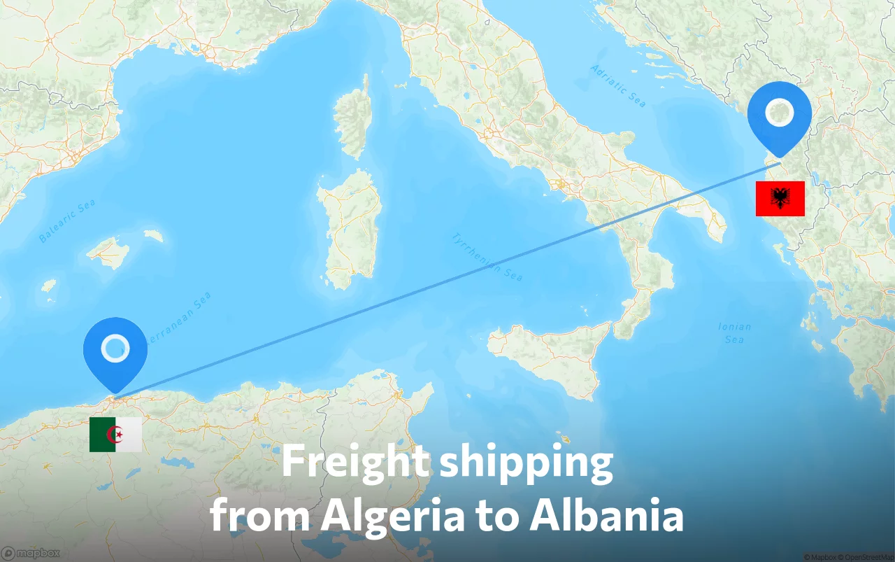 Shipping route from Algeria to Albania