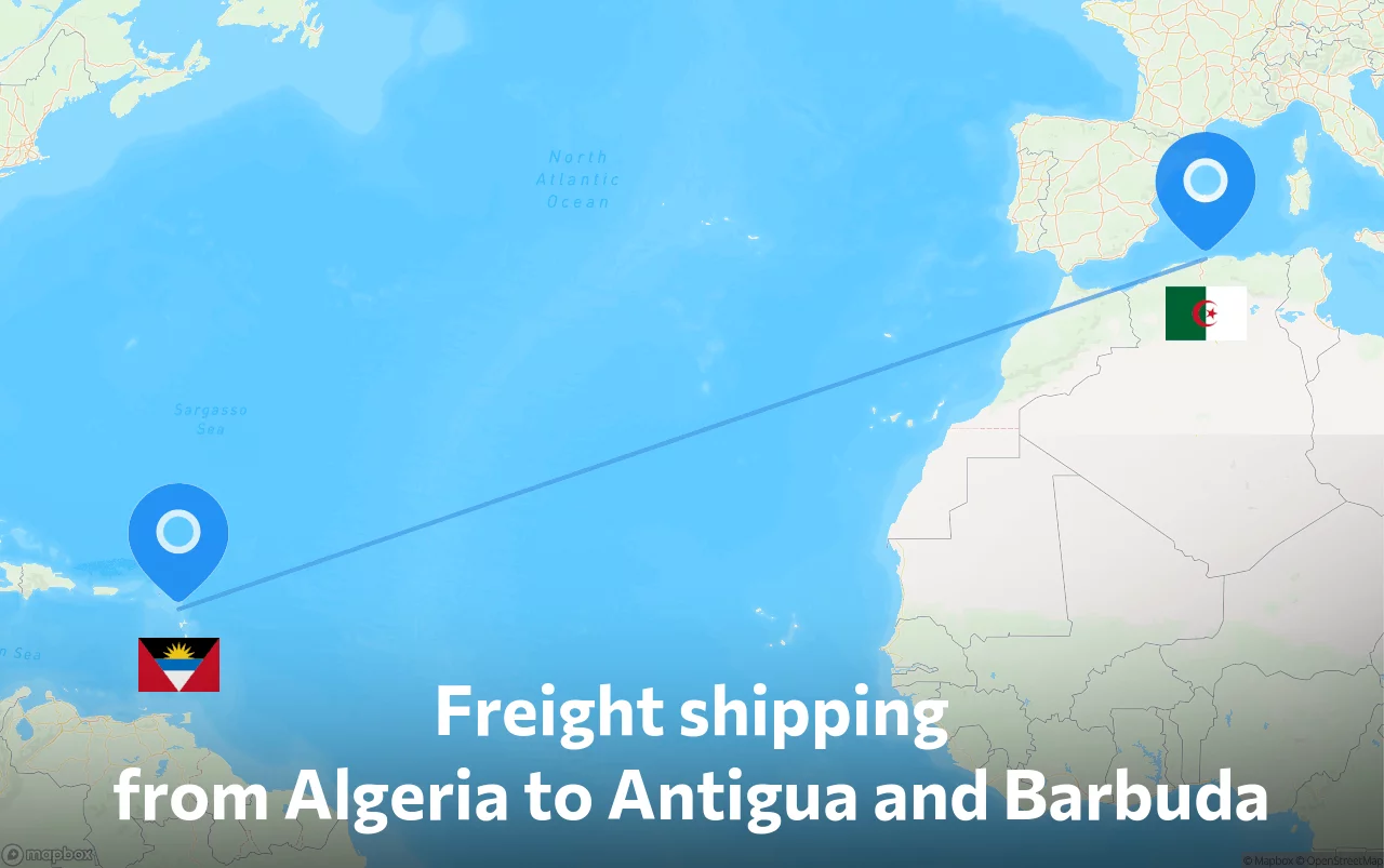 Shipping route from Algeria to Antigua and Barbuda