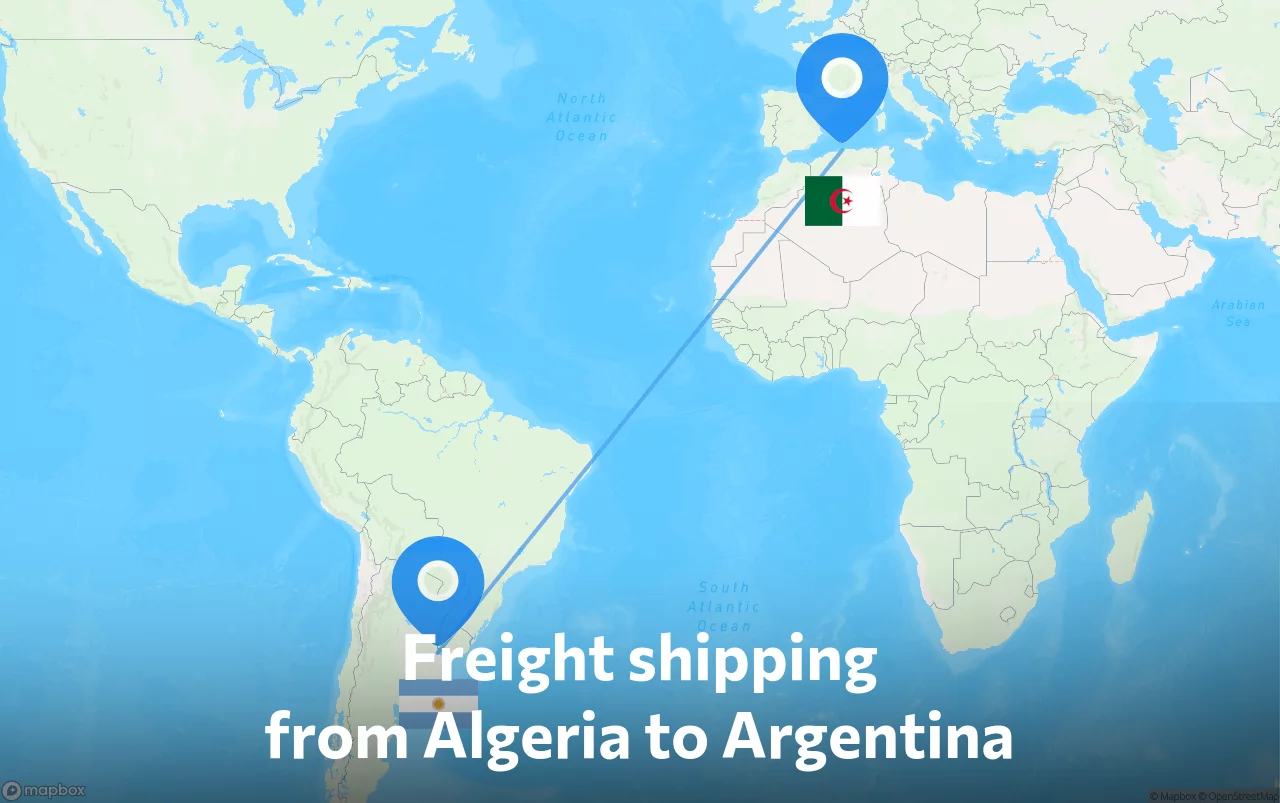Shipping route from Algeria to Argentina