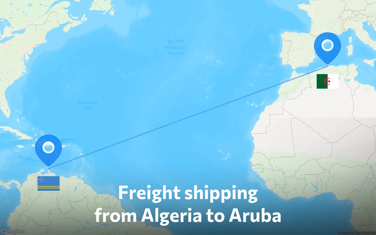 Shipping route from Algeria to Aruba
