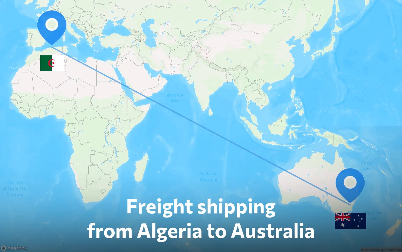 Shipping route from Algeria to Australia