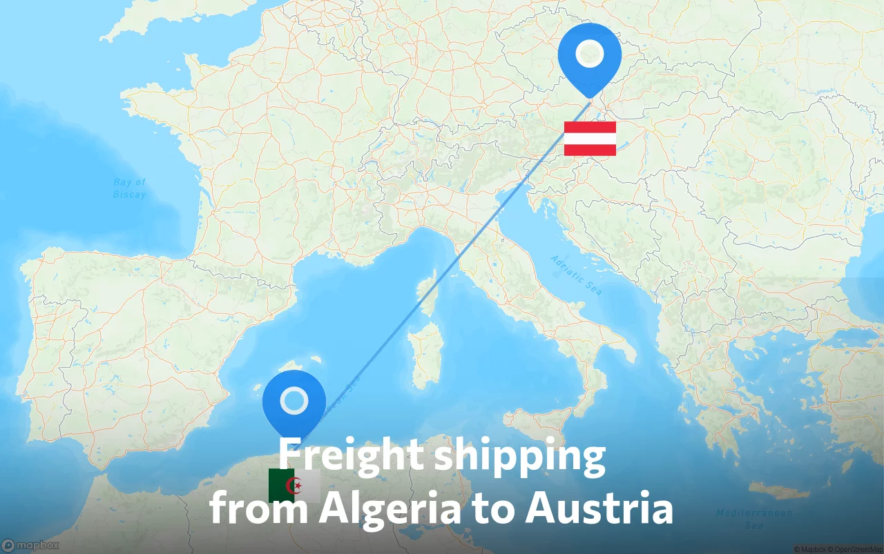 Shipping route from Algeria to Austria