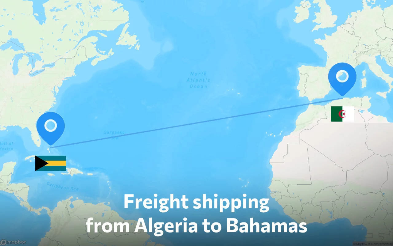 Shipping route from Algeria to Bahamas