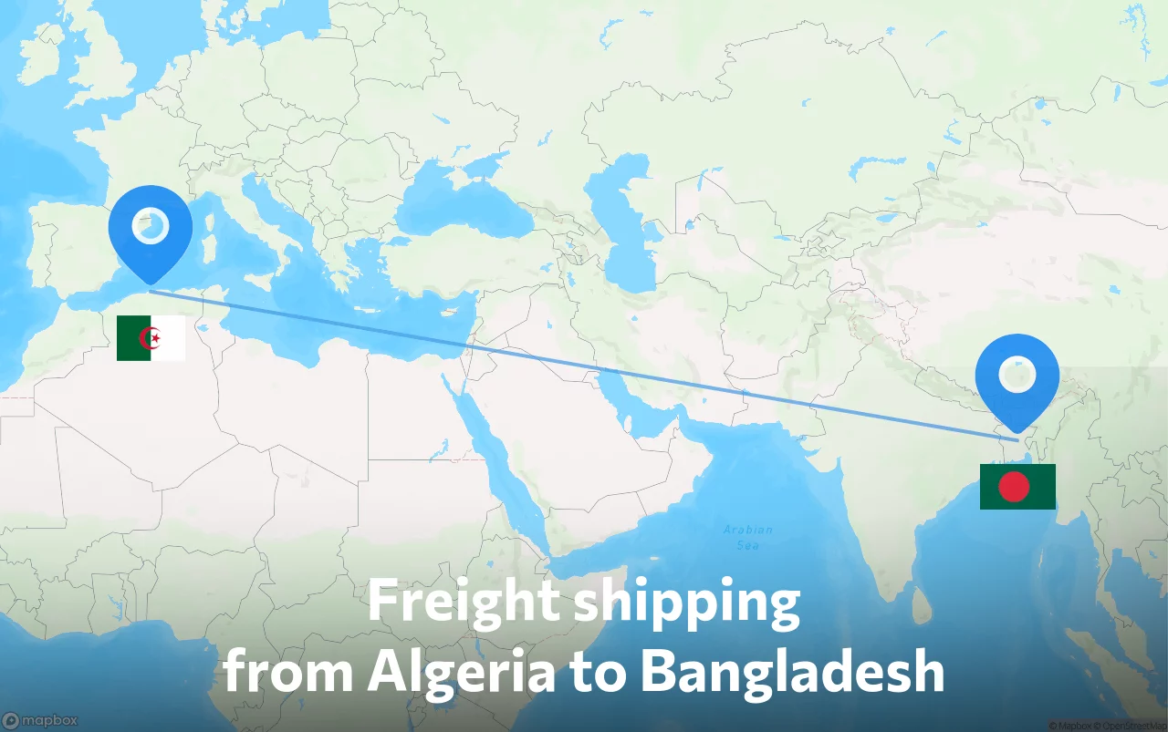 Shipping route from Algeria to Bangladesh