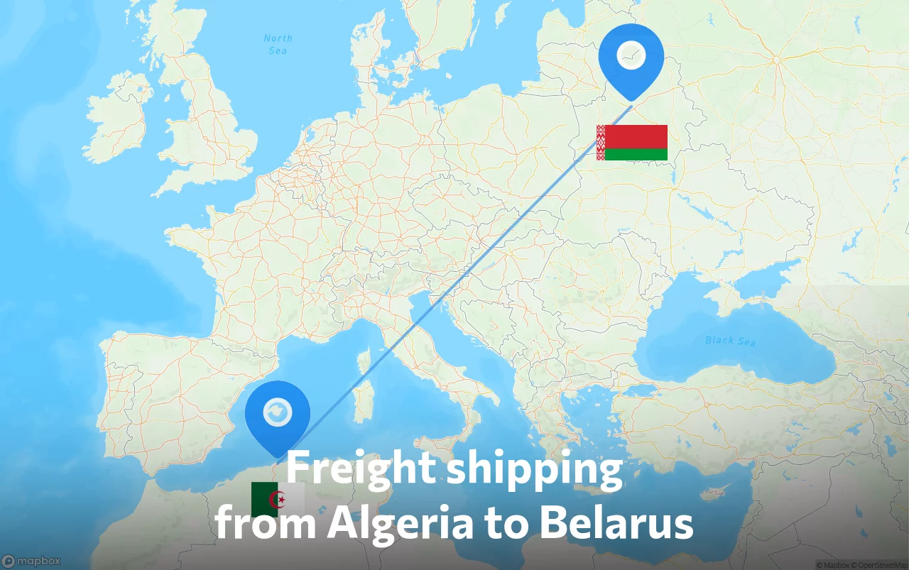 Shipping route from Algeria to Belarus