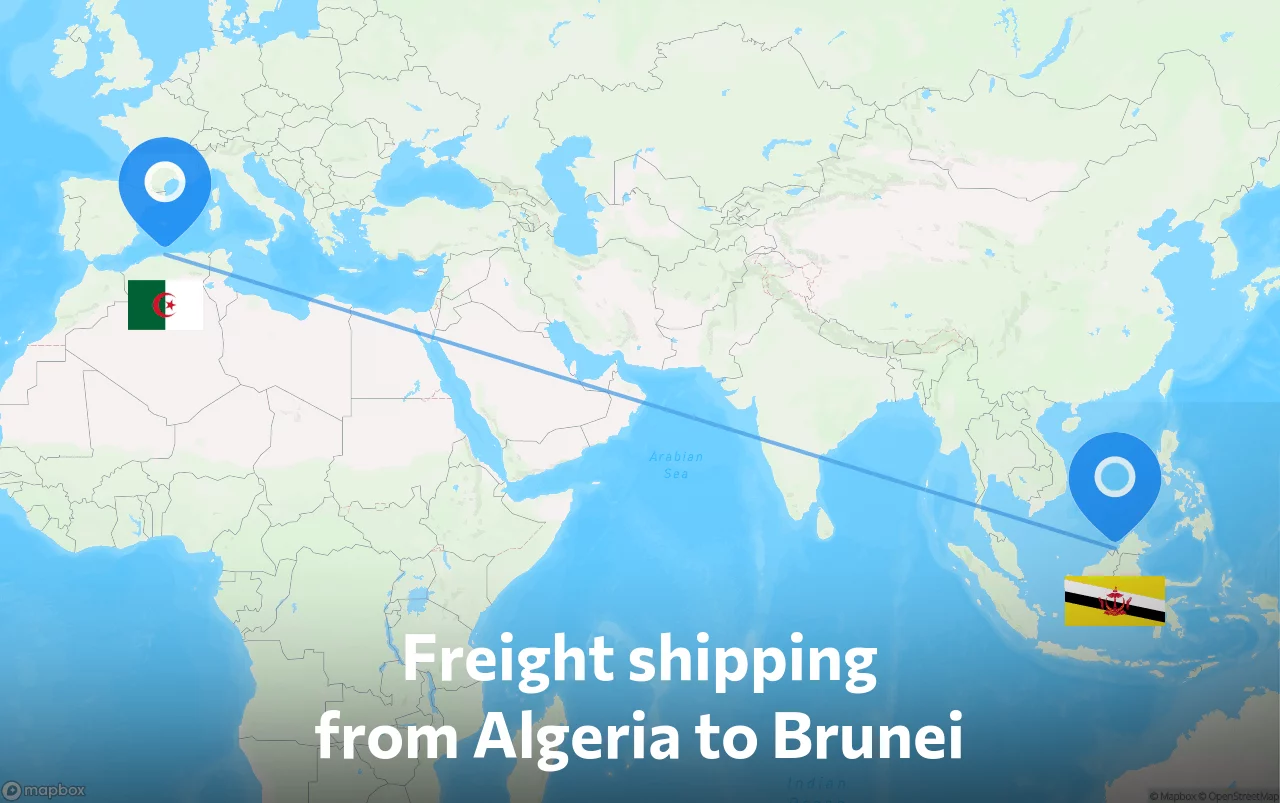 Shipping route from Algeria to Brunei