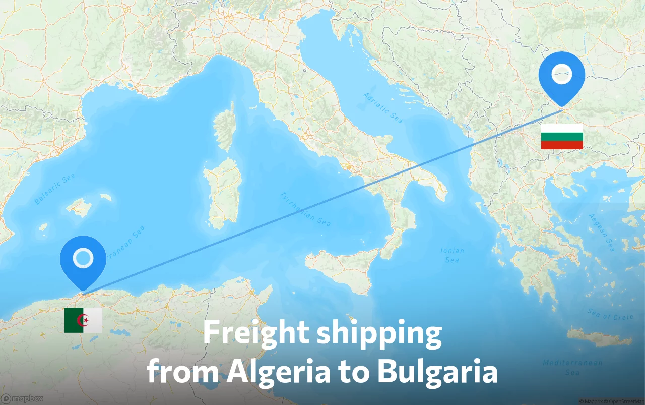 Shipping route from Algeria to Bulgaria