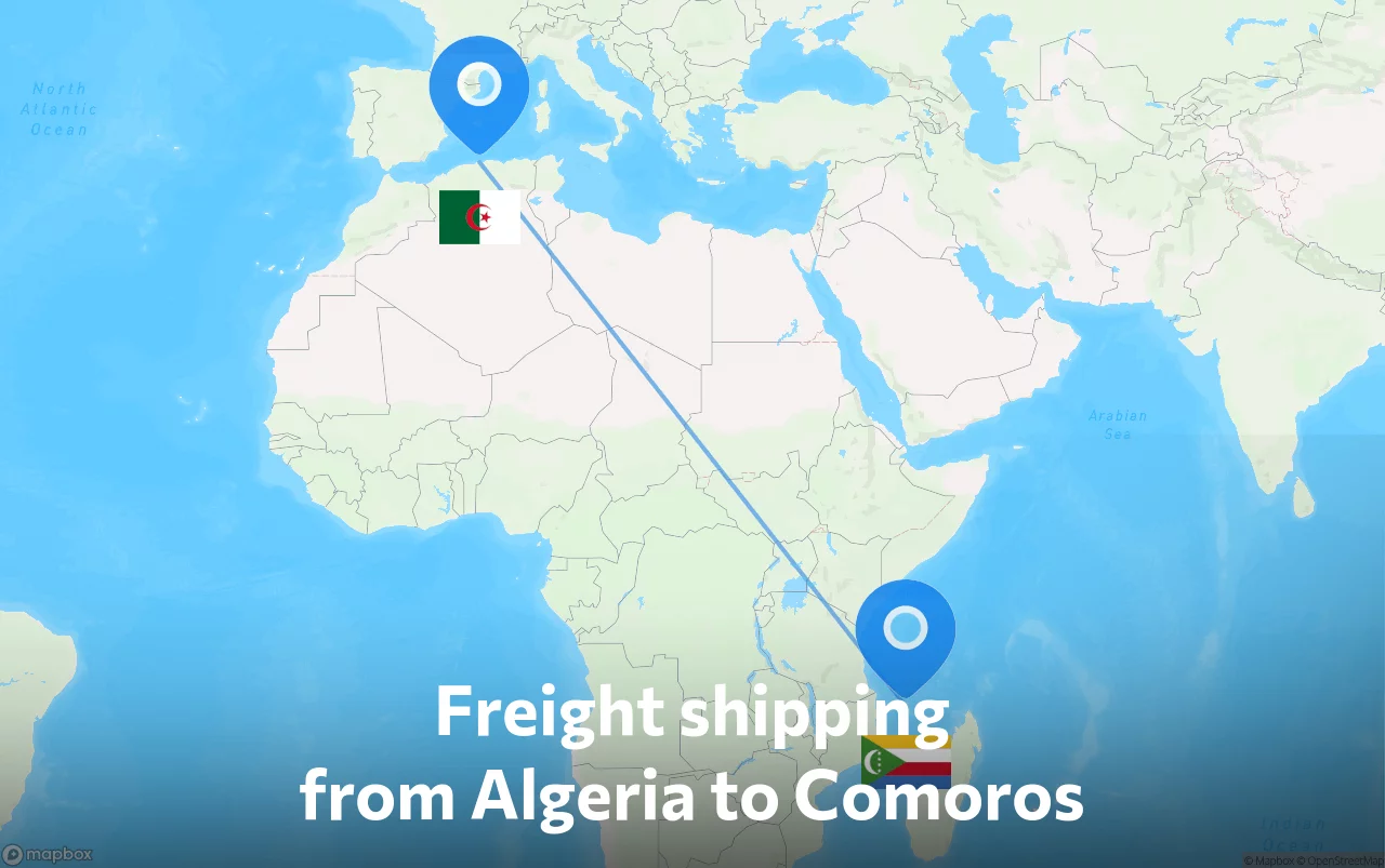 Shipping route from Algeria to Comoros