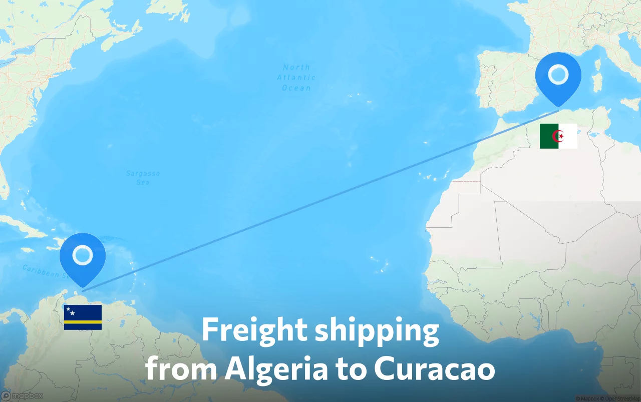 Shipping route from Algeria to Curacao