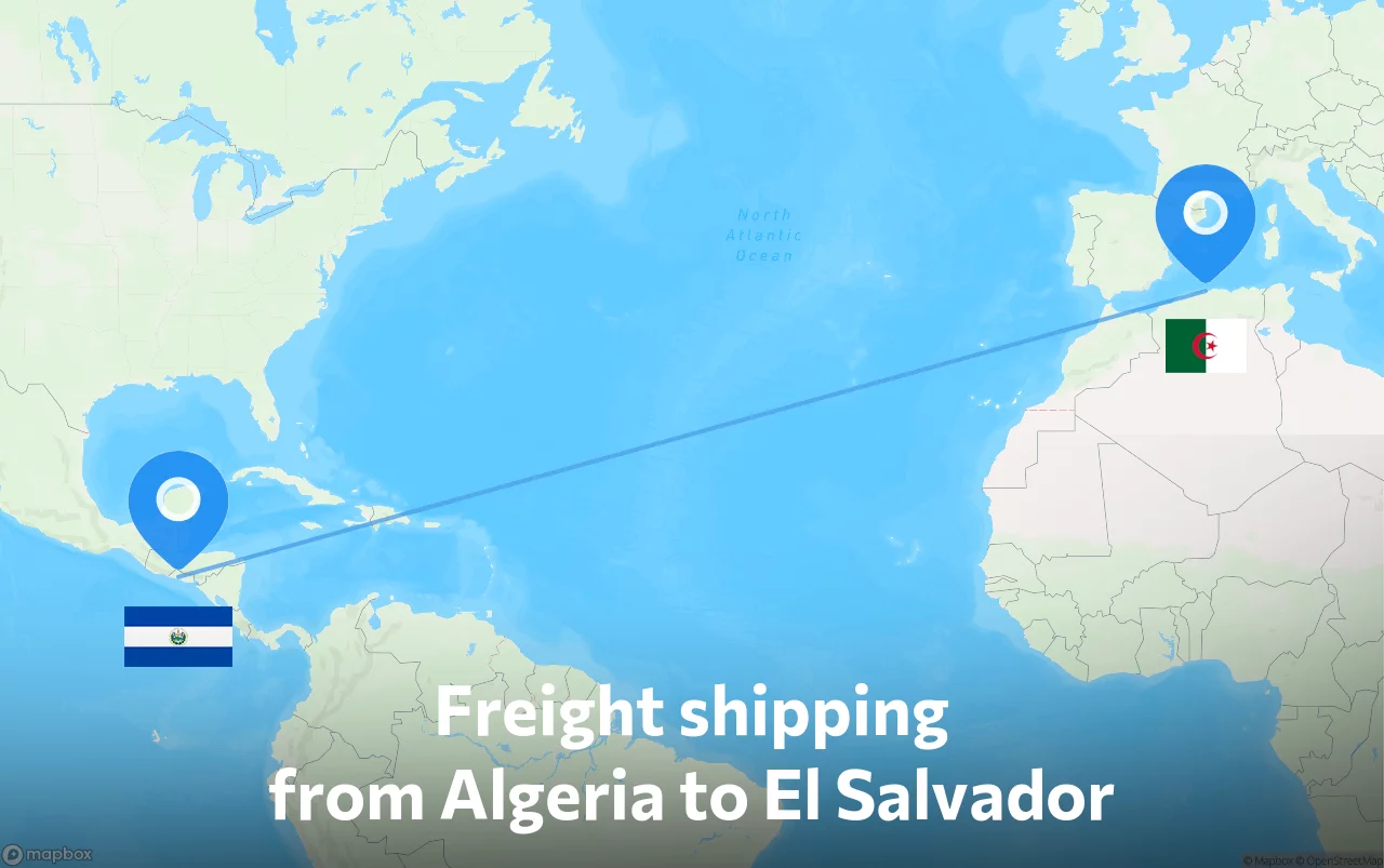 Shipping route from Algeria to El Salvador