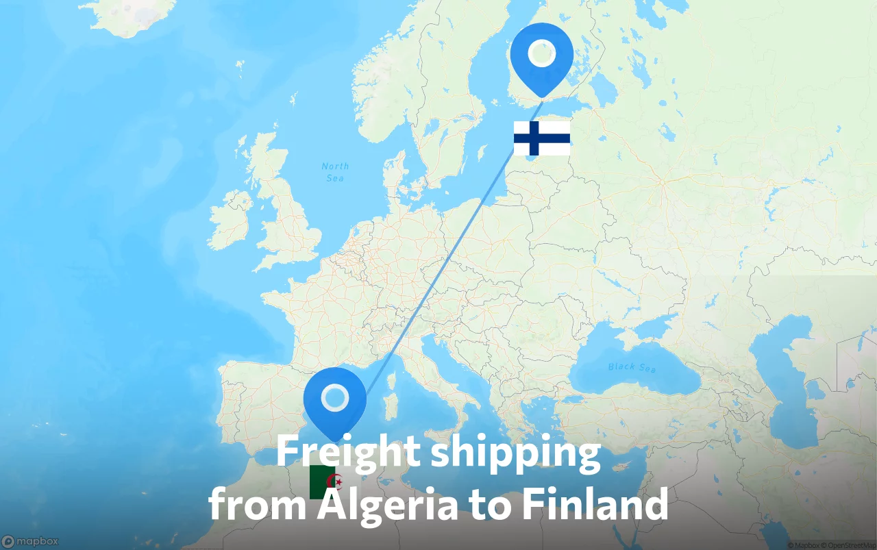 Shipping route from Algeria to Finland