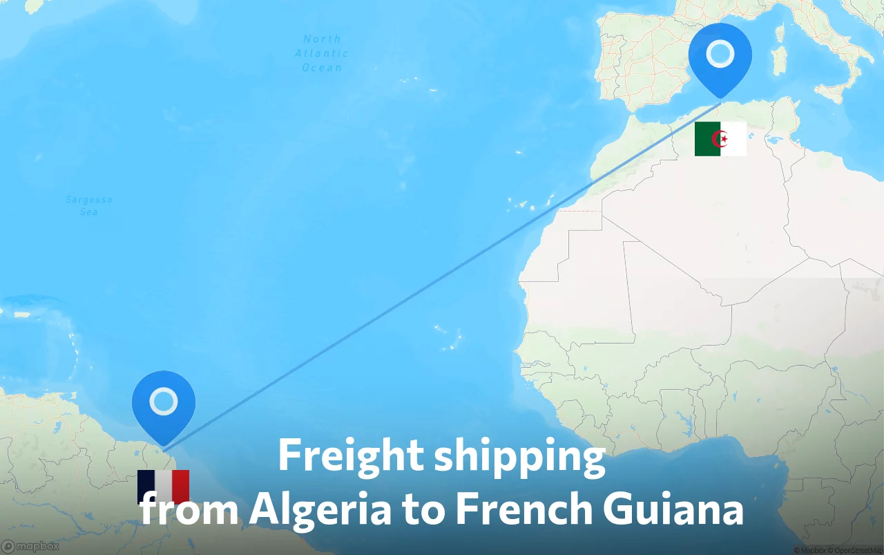 Shipping route from Algeria to French Guiana