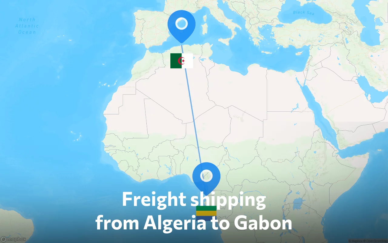 Shipping route from Algeria to Gabon