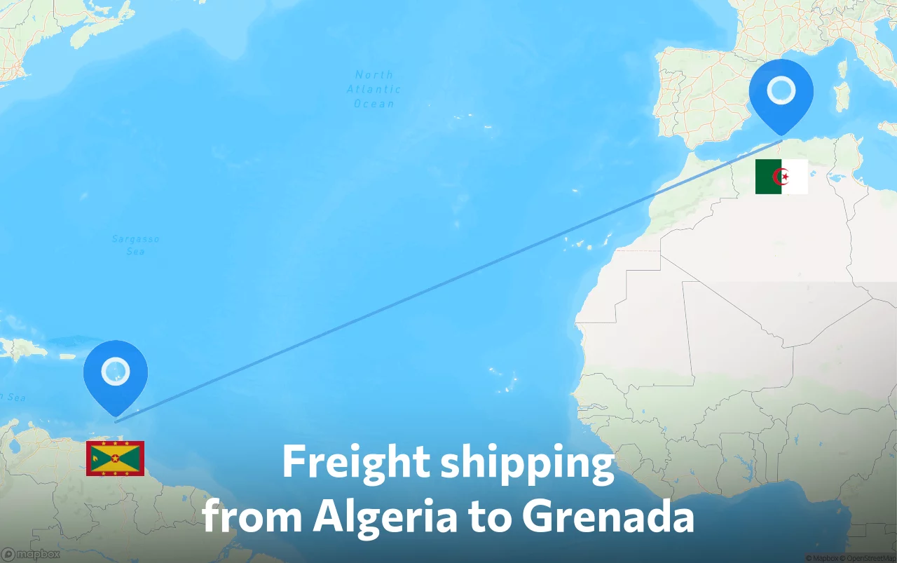Shipping route from Algeria to Grenada