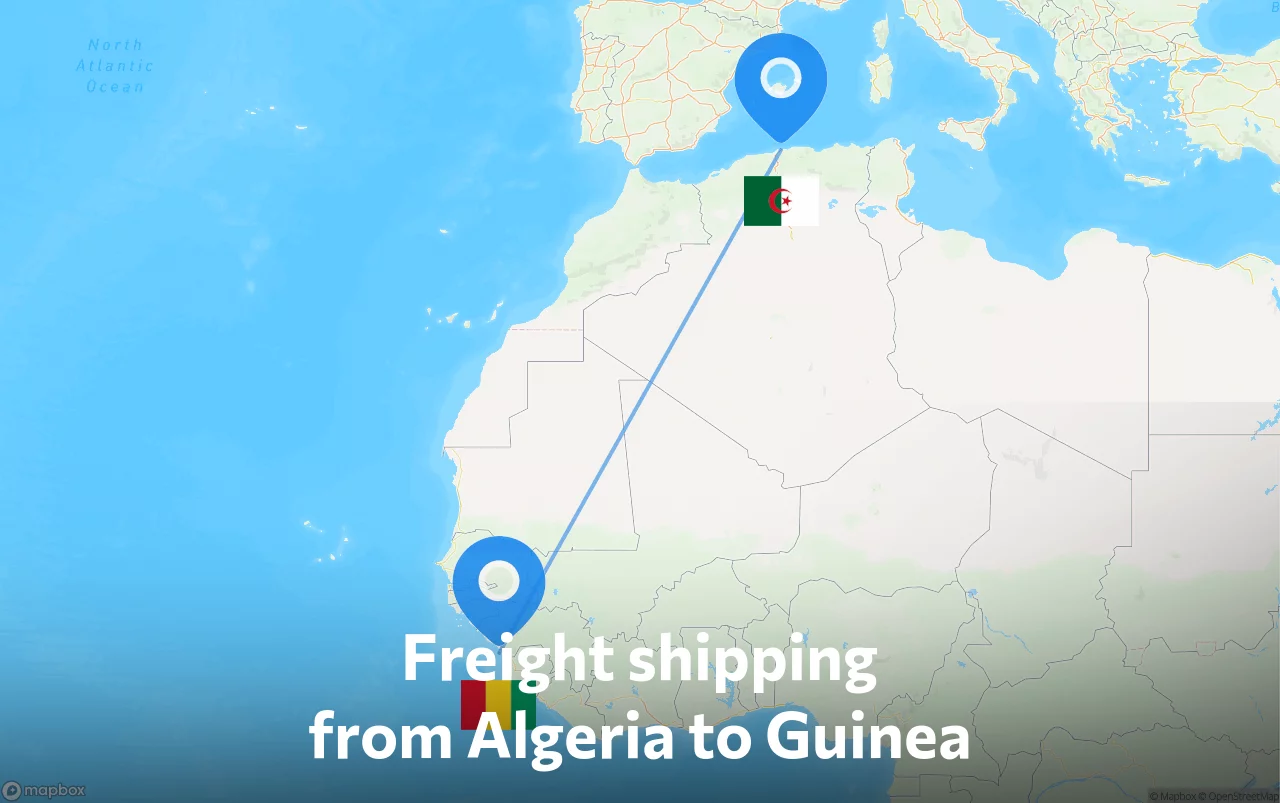 Shipping route from Algeria to Guinea