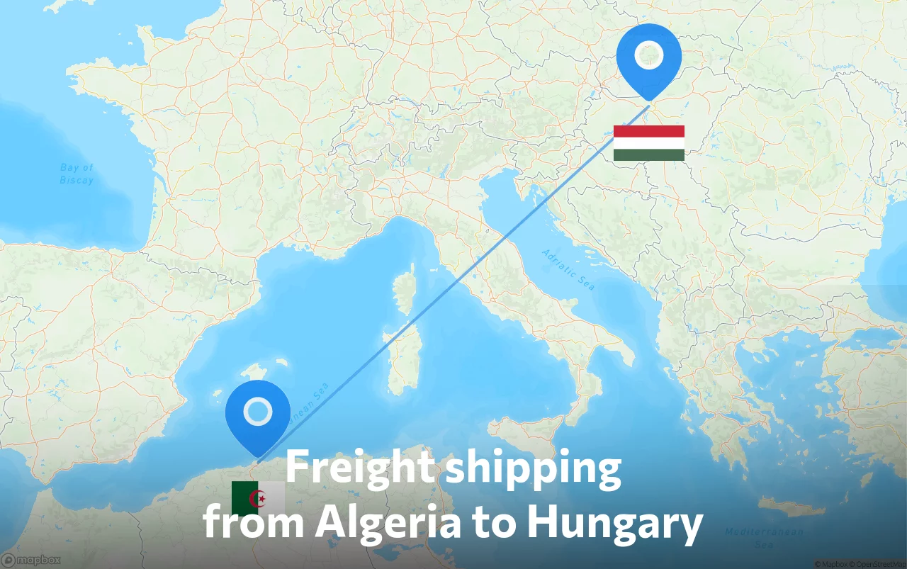 Shipping route from Algeria to Hungary