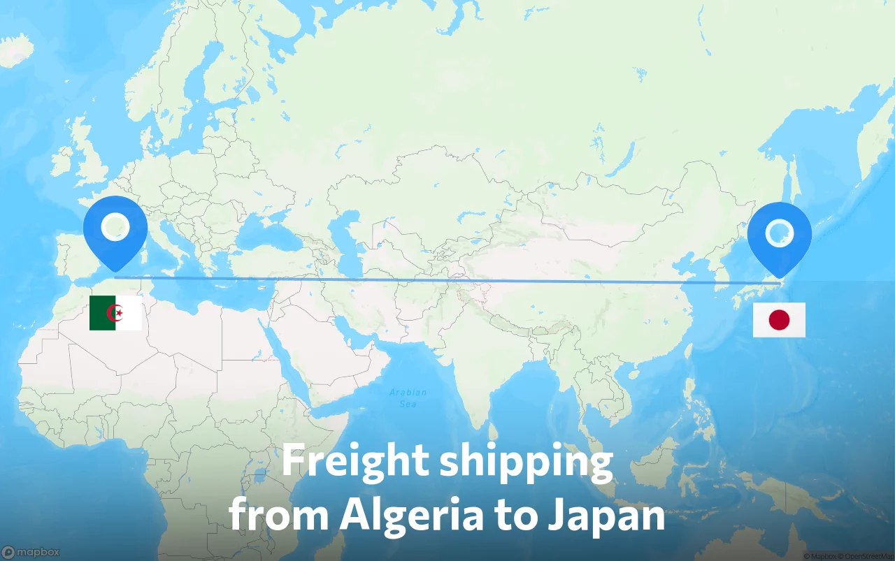 Shipping route from Algeria to Japan