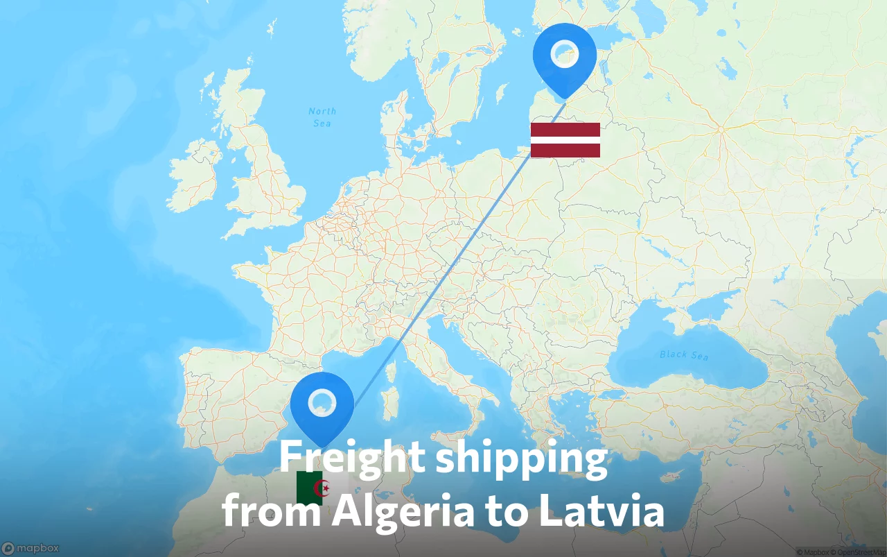 Shipping route from Algeria to Latvia