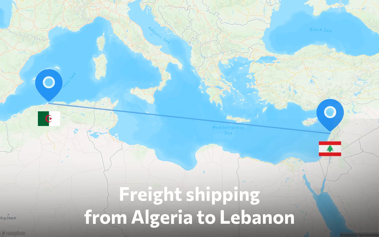 Shipping route from Algeria to Lebanon