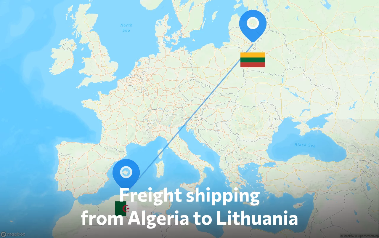 Shipping route from Algeria to Lithuania
