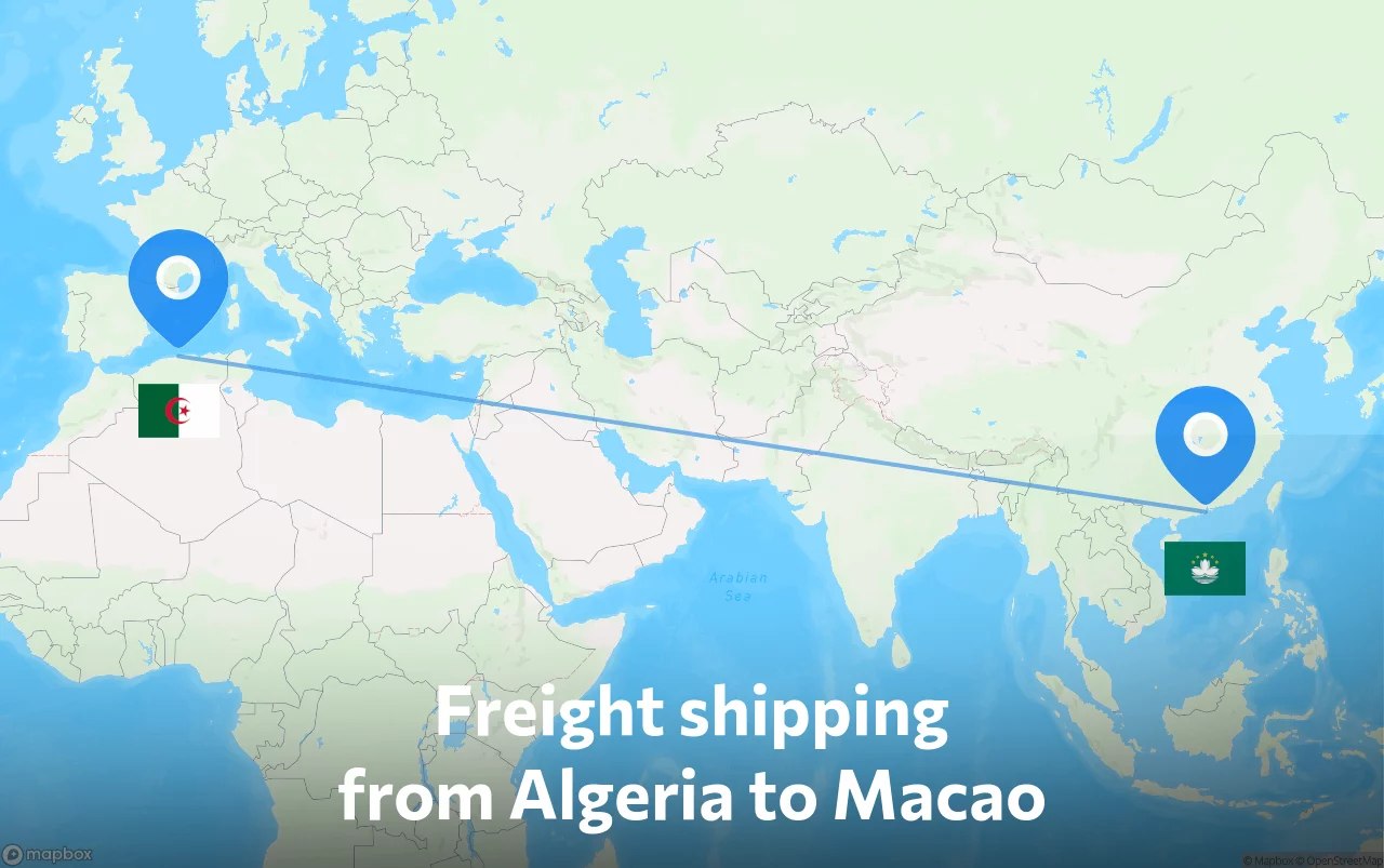 Shipping route from Algeria to Macao