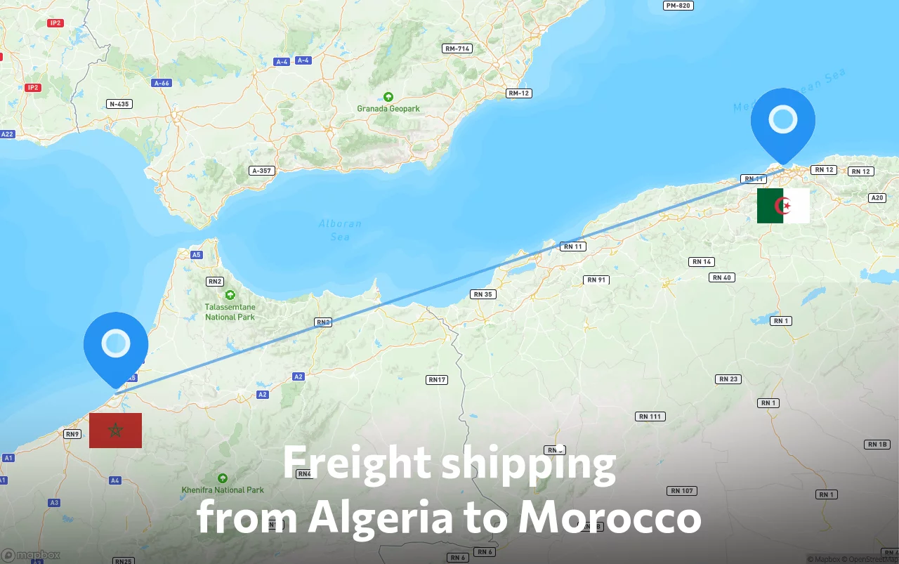Shipping route from Algeria to Morocco
