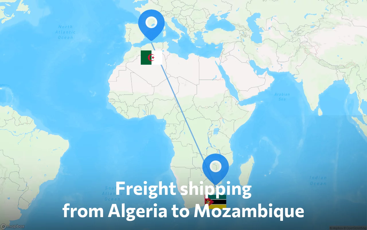 Shipping route from Algeria to Mozambique