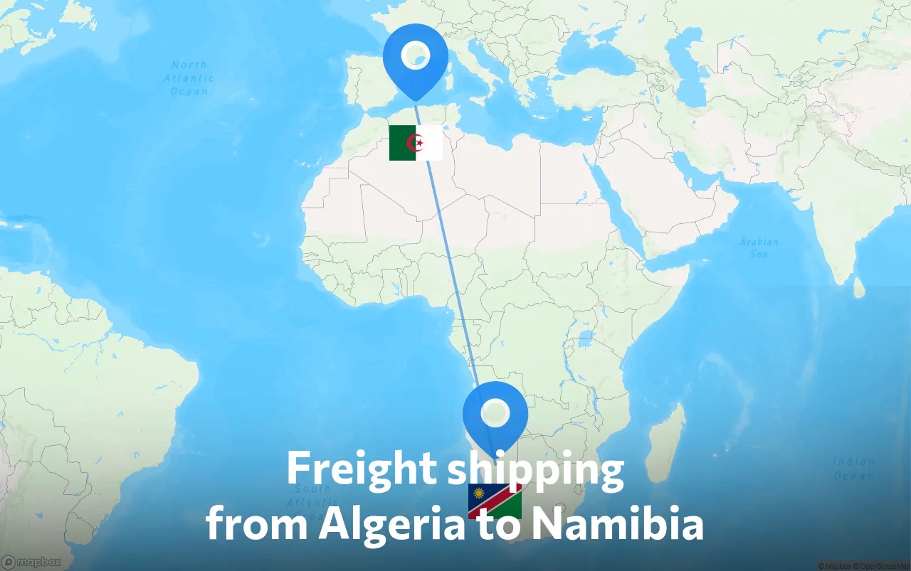 Shipping route from Algeria to Namibia