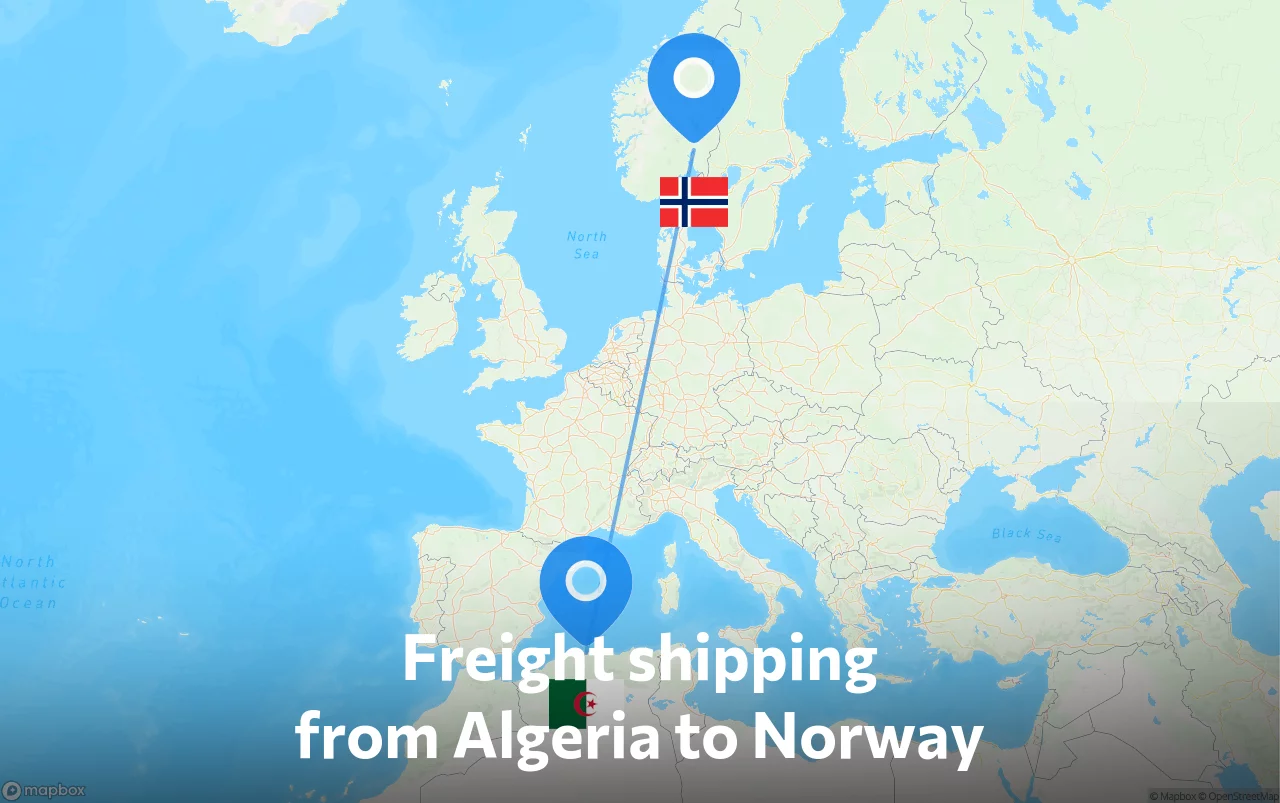 Shipping route from Algeria to Norway