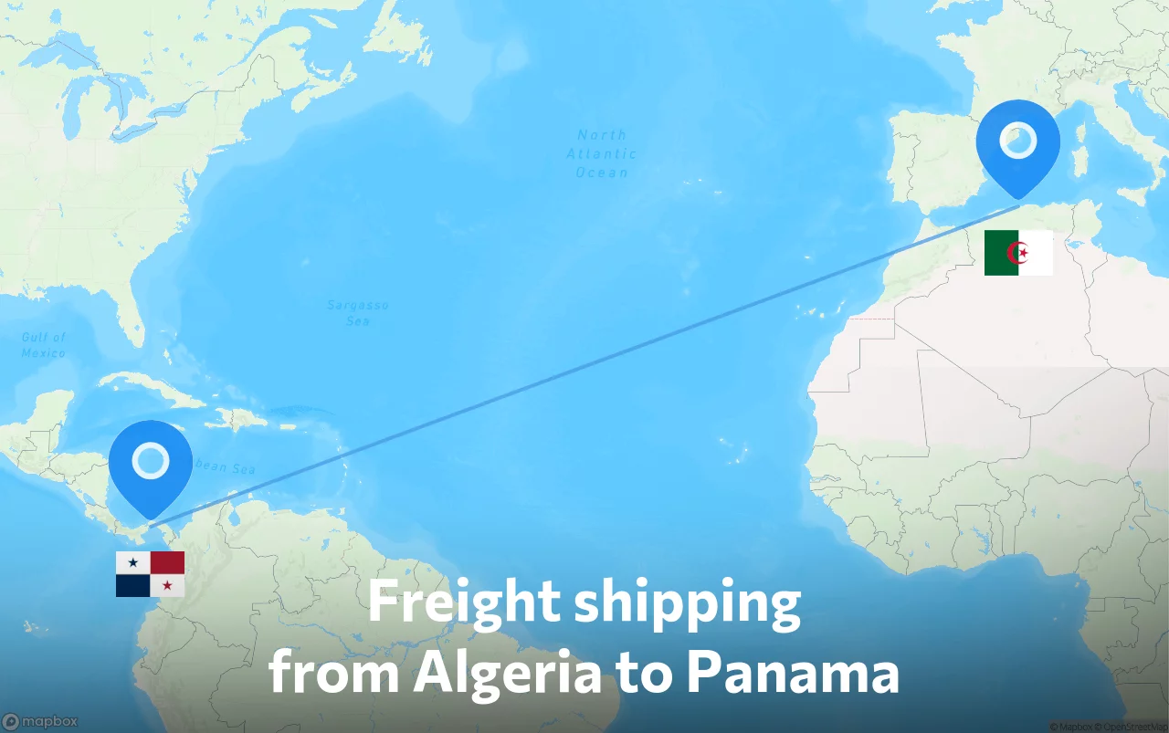 Shipping route from Algeria to Panama