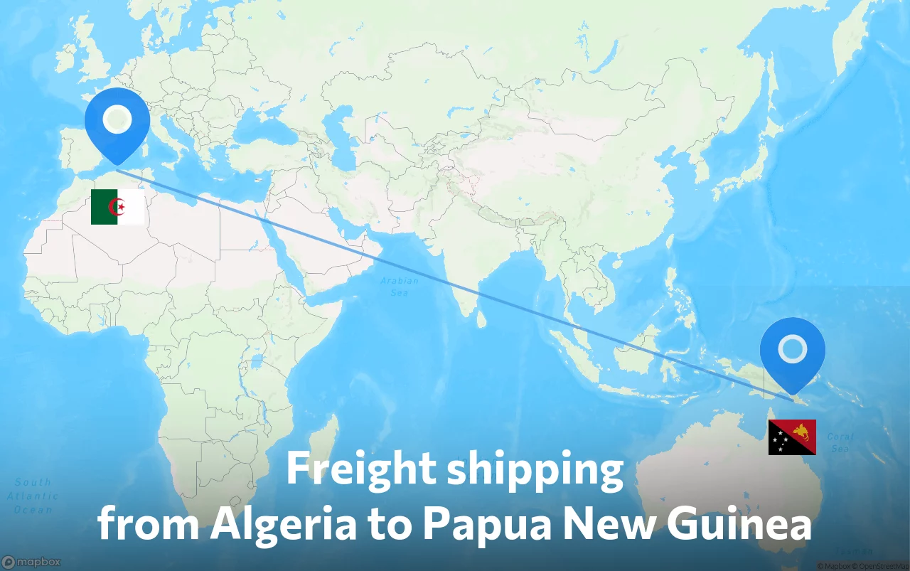 Shipping route from Algeria to Papua New Guinea
