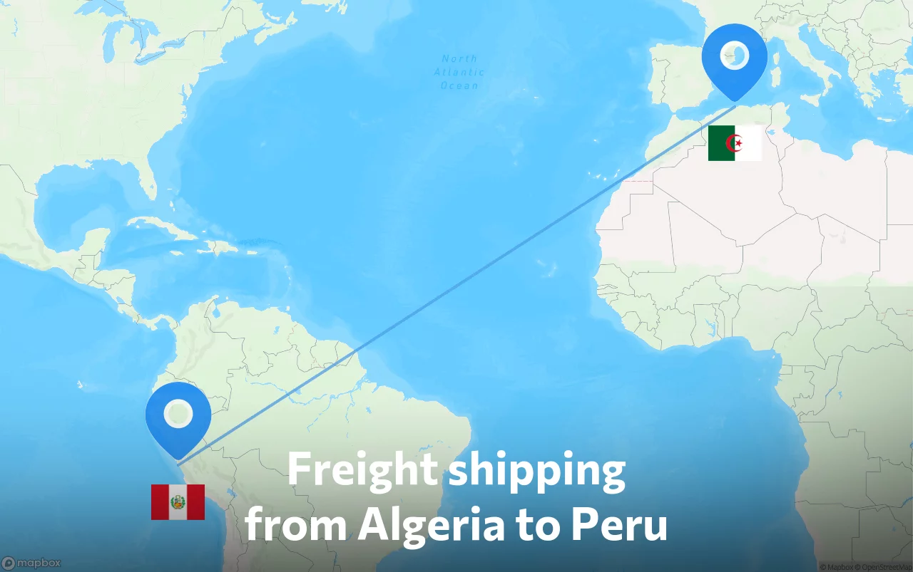 Shipping route from Algeria to Peru