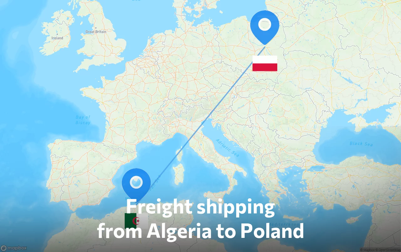 Shipping route from Algeria to Poland