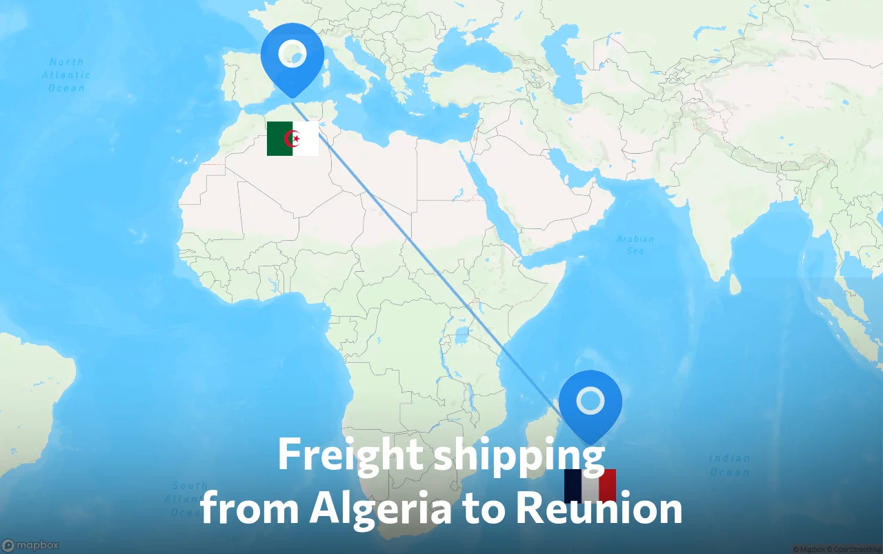 Shipping route from Algeria to Reunion
