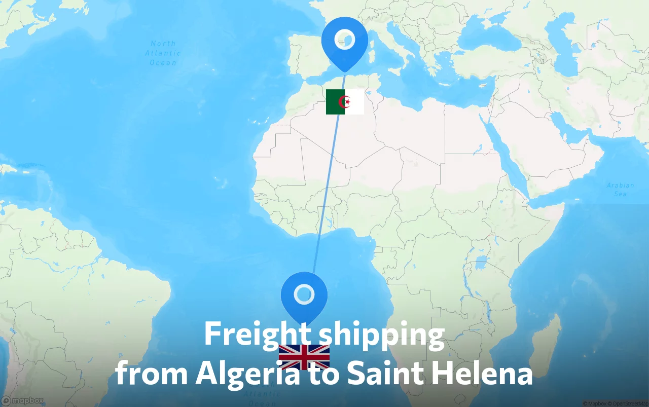 Shipping route from Algeria to Saint Helena