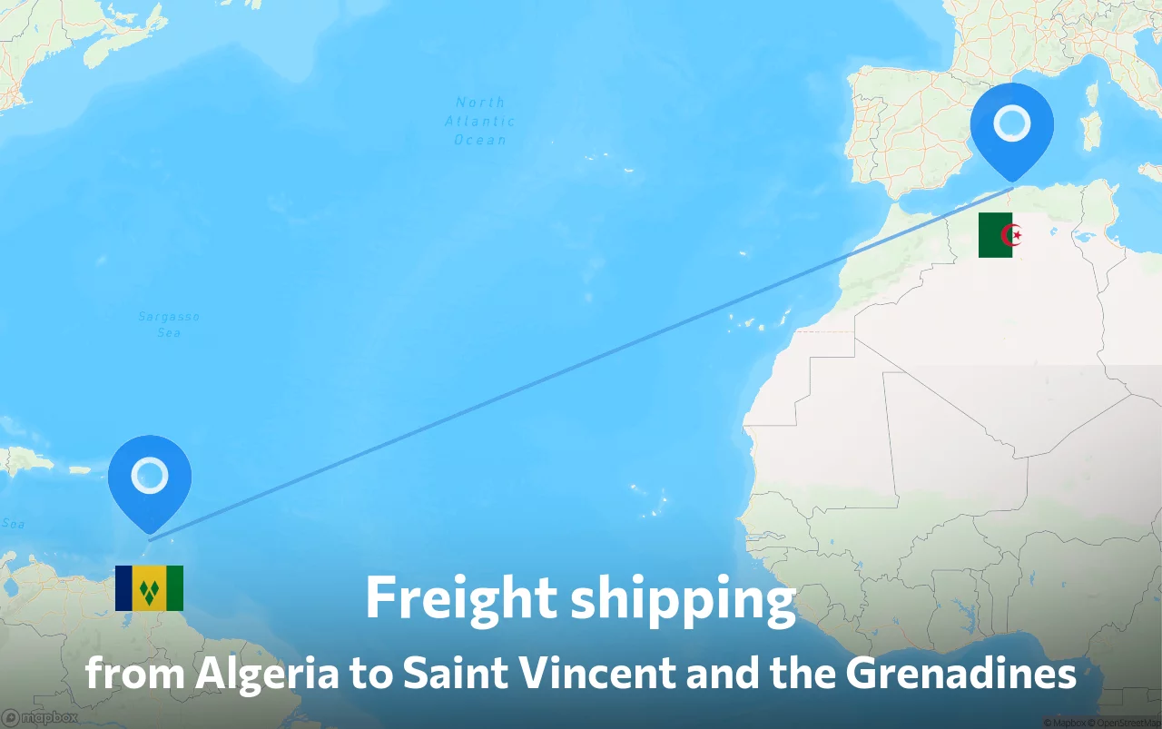 Shipping route from Algeria to Saint Vincent and the Grenadines