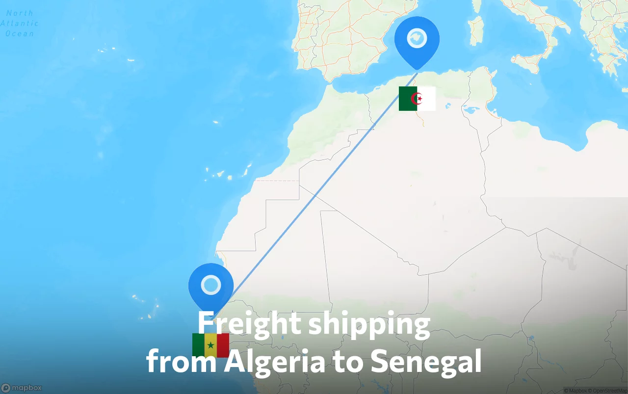 Shipping route from Algeria to Senegal